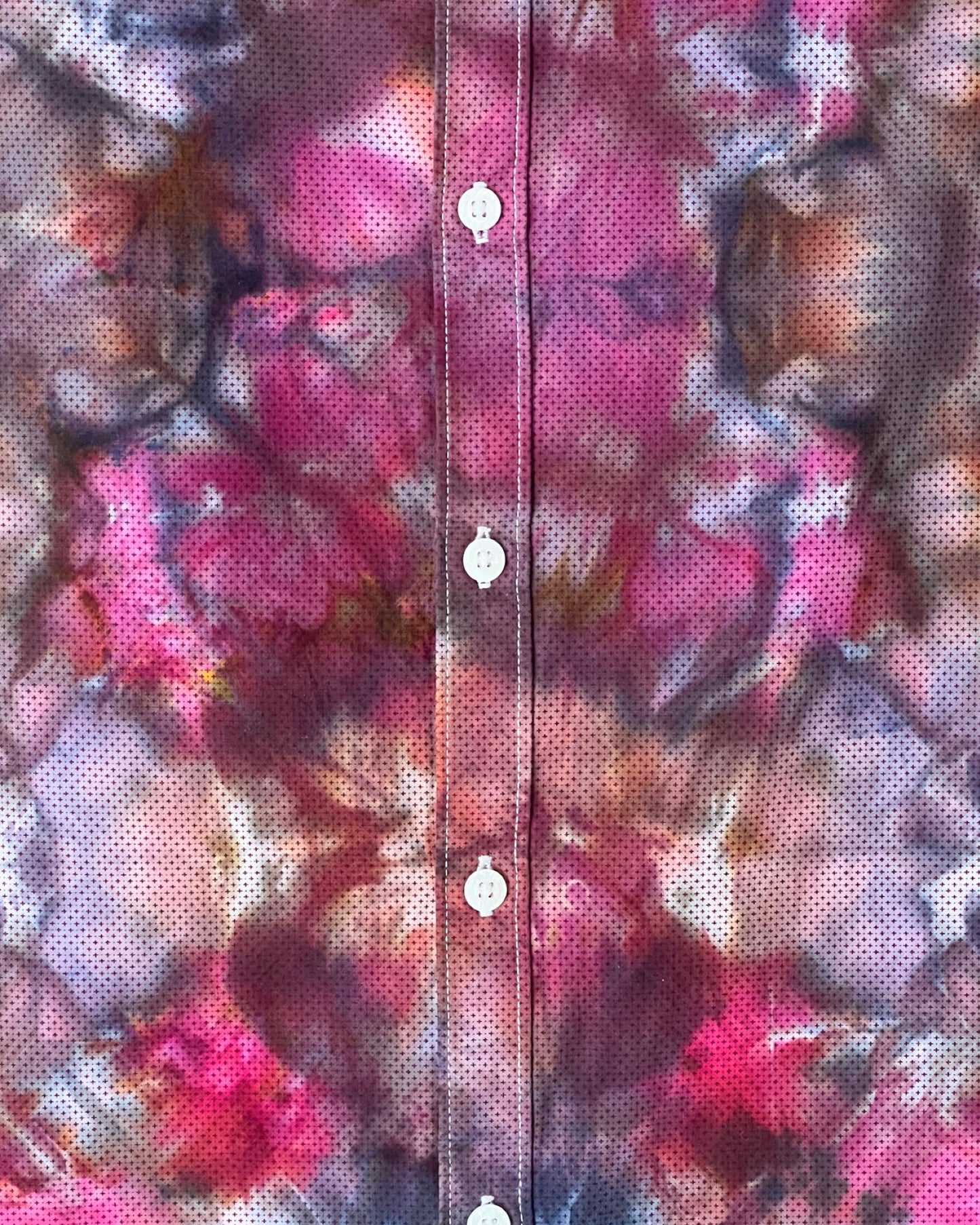 Short Sleeve Button Down Shirt - Mirror Glitch - L