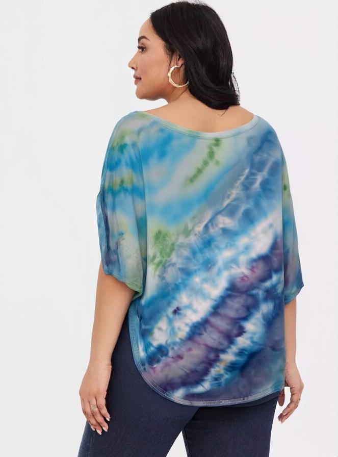 Bamboo and Organic Cotton Dolman Style Tee - Caribbean Sea - L