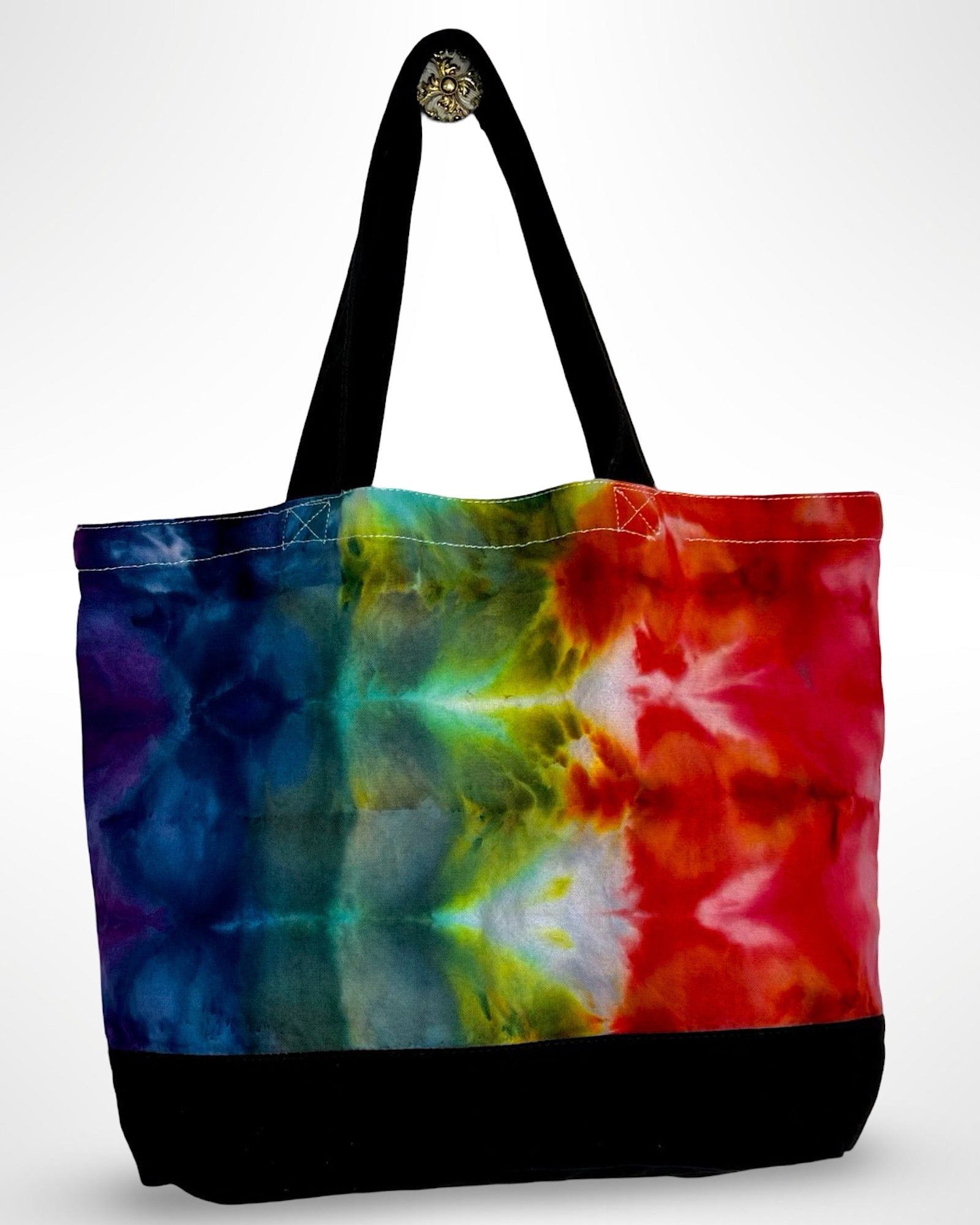 ice dye canvas tote bag rainbow