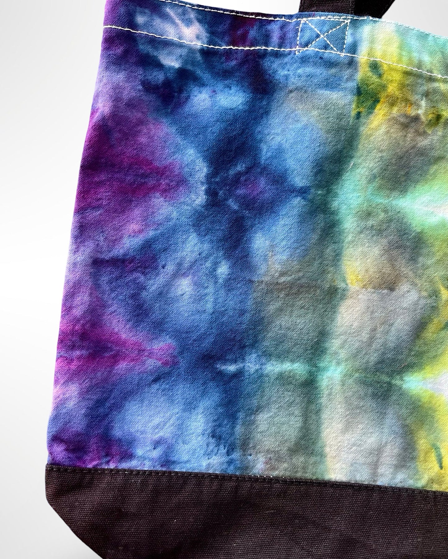 ice dye canvas tote bag rainbow