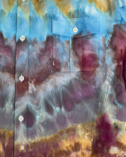 ice dye shirt size large button down detail pocket