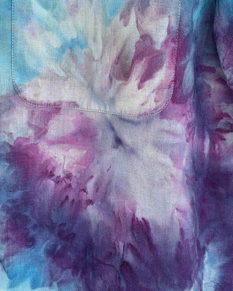 ice dyed blue purple green short sleeve button down shirt 2xl bloom