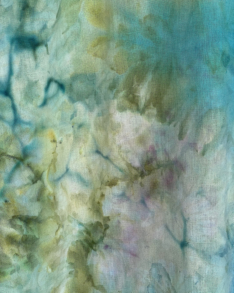 ice dyed blue purple green short sleeve button down shirt 2xl detail