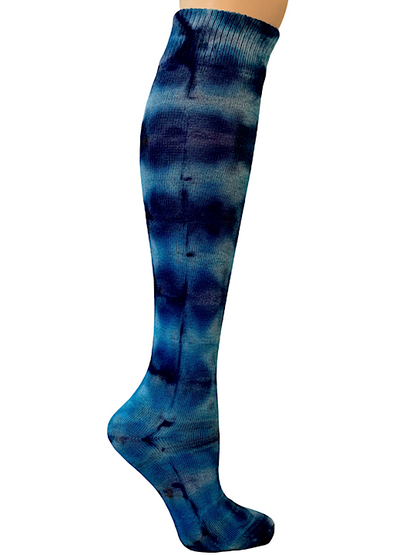 Stella Blue Dots Ice Dye Organic Cotton Knee High Socks