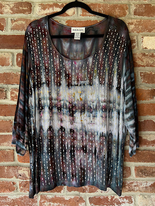 Tie Dye Woman's T-Shirt - Silver Streak - XL