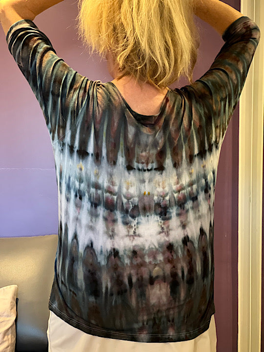 Tie Dye Woman's T-Shirt - Silver Streak - XL