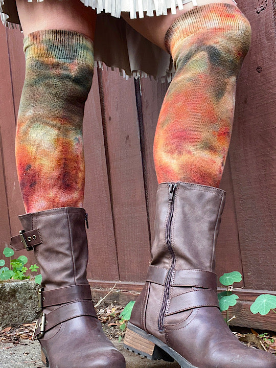 Autumn Leaves Tie Dye Over The Knee