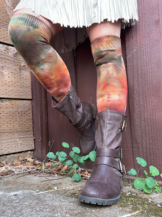 Autumn Leaves Tie Dye Over The Knee