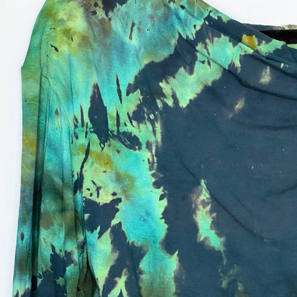 Reverse Tie Dye Cropped Cowl Neck Long Sleeve - Small