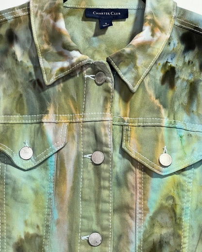 Tie-dye denim jacket with button details 
